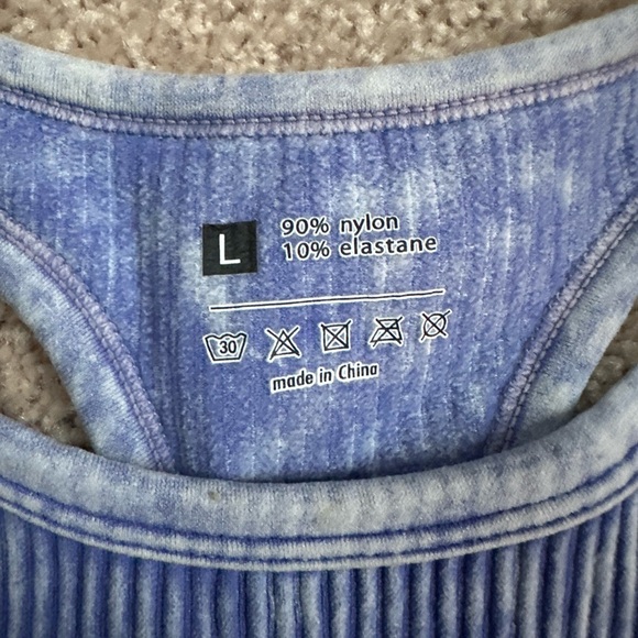 Blue Ribbed Women's Active Top - Picture 3 of 6